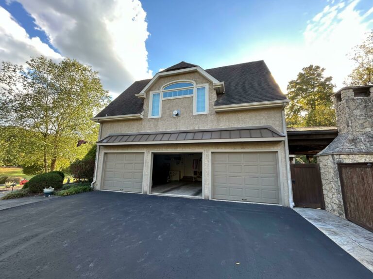 Picture of the house after the new pent roof was installed